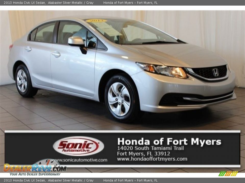 2013 Honda Civic LX Sedan Alabaster Silver Metallic / Gray Photo #1