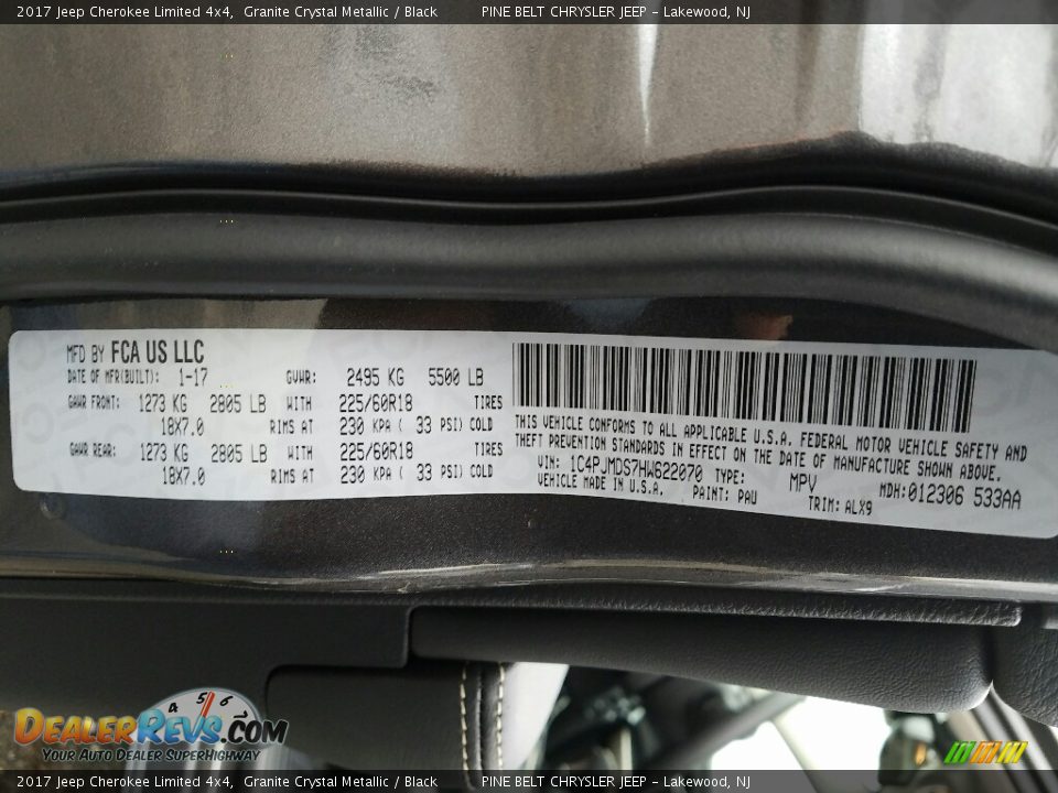 2017 Jeep Cherokee Limited 4x4 Granite Crystal Metallic / Black Photo #7