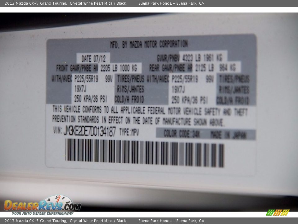 2013 Mazda CX-5 Grand Touring Crystal White Pearl Mica / Black Photo #32