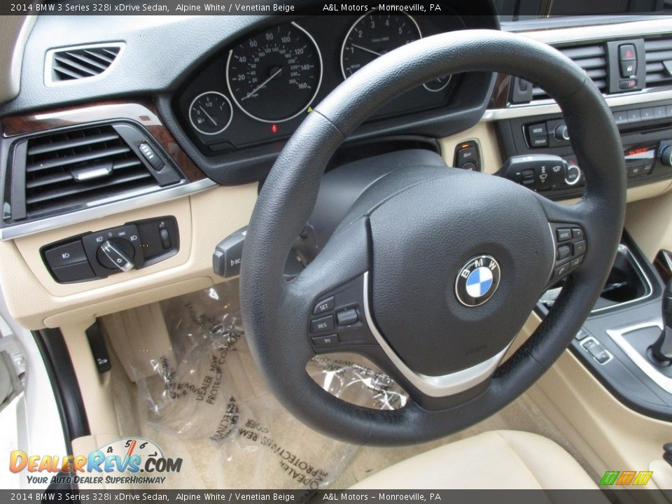 2014 BMW 3 Series 328i xDrive Sedan Alpine White / Venetian Beige Photo #15