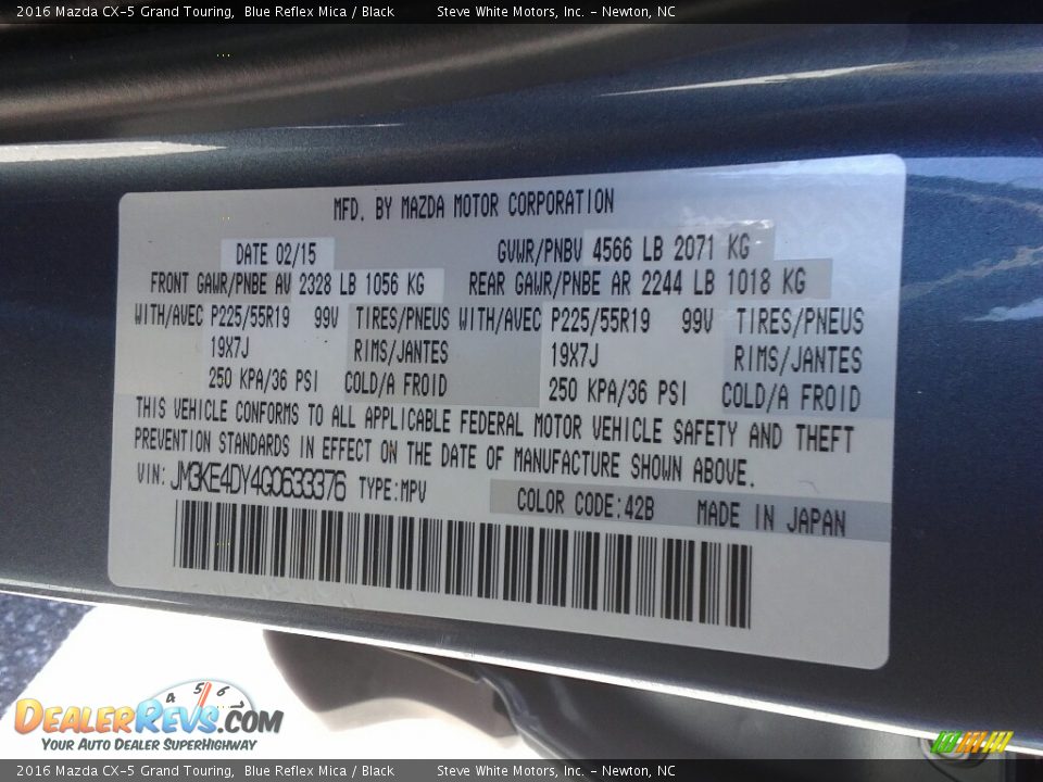 2016 Mazda CX-5 Grand Touring Blue Reflex Mica / Black Photo #30