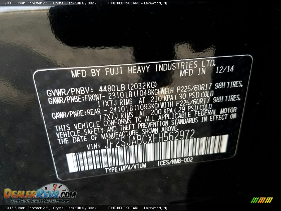 2015 Subaru Forester 2.5i Crystal Black Silica / Black Photo #18