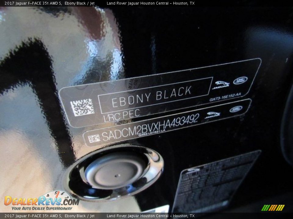 2017 Jaguar F-PACE 35t AWD S Ebony Black / Jet Photo #21