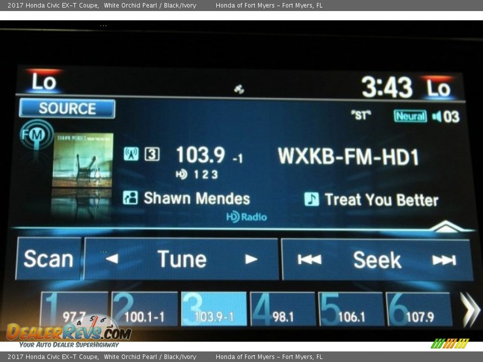 2017 Honda Civic EX-T Coupe White Orchid Pearl / Black/Ivory Photo #16