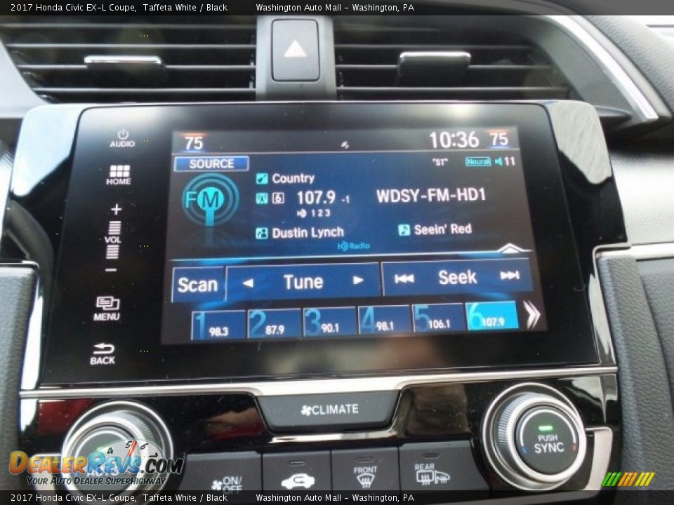 2017 Honda Civic EX-L Coupe Taffeta White / Black Photo #24