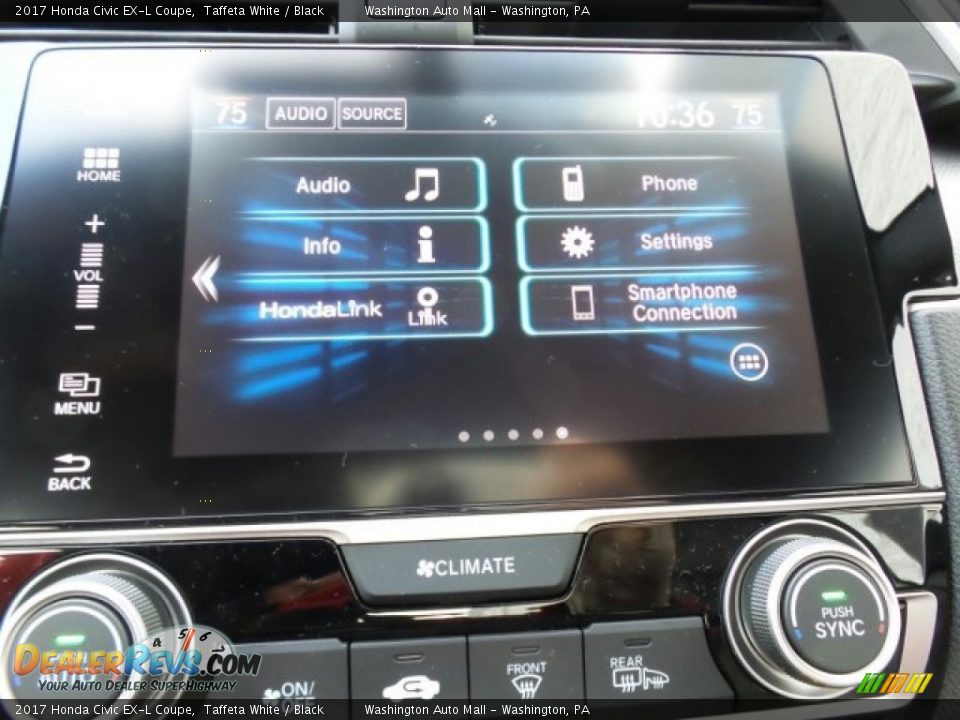 2017 Honda Civic EX-L Coupe Taffeta White / Black Photo #25