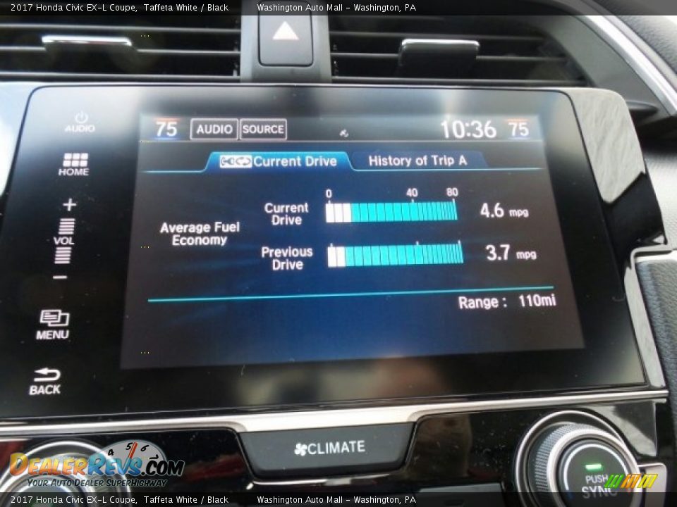 2017 Honda Civic EX-L Coupe Taffeta White / Black Photo #27