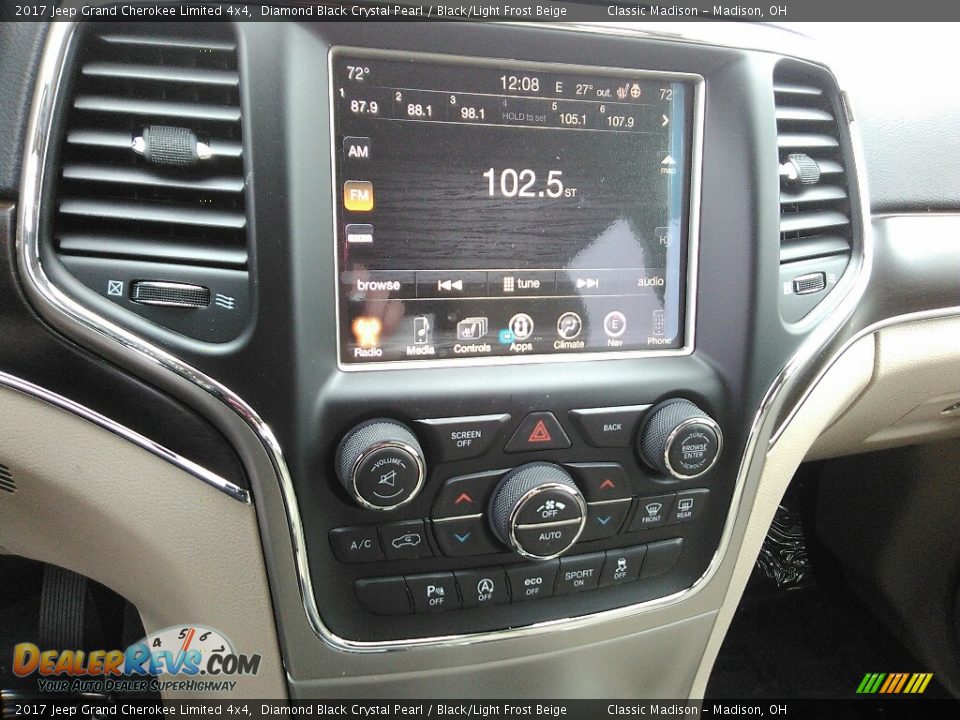 2017 Jeep Grand Cherokee Limited 4x4 Diamond Black Crystal Pearl / Black/Light Frost Beige Photo #9