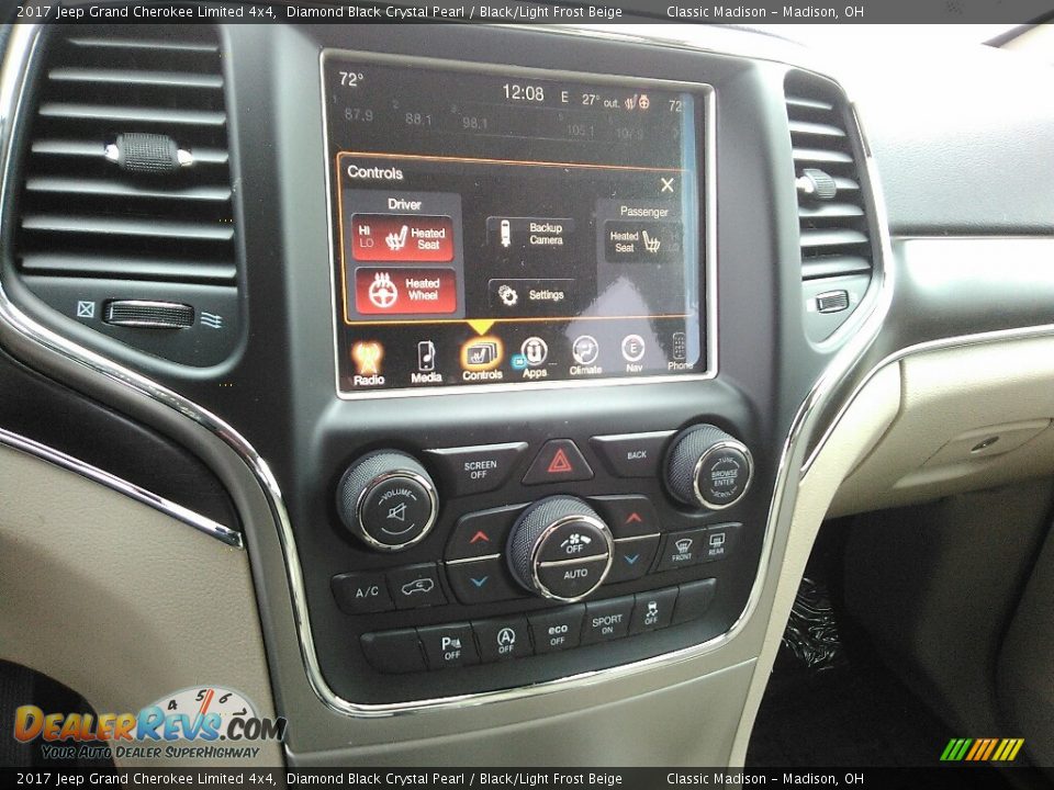 2017 Jeep Grand Cherokee Limited 4x4 Diamond Black Crystal Pearl / Black/Light Frost Beige Photo #11