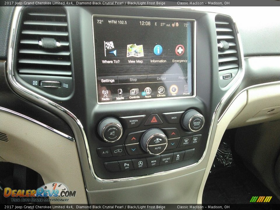 2017 Jeep Grand Cherokee Limited 4x4 Diamond Black Crystal Pearl / Black/Light Frost Beige Photo #12