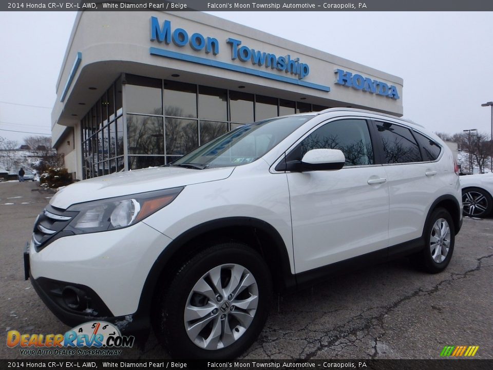 2014 Honda CR-V EX-L AWD White Diamond Pearl / Beige Photo #1
