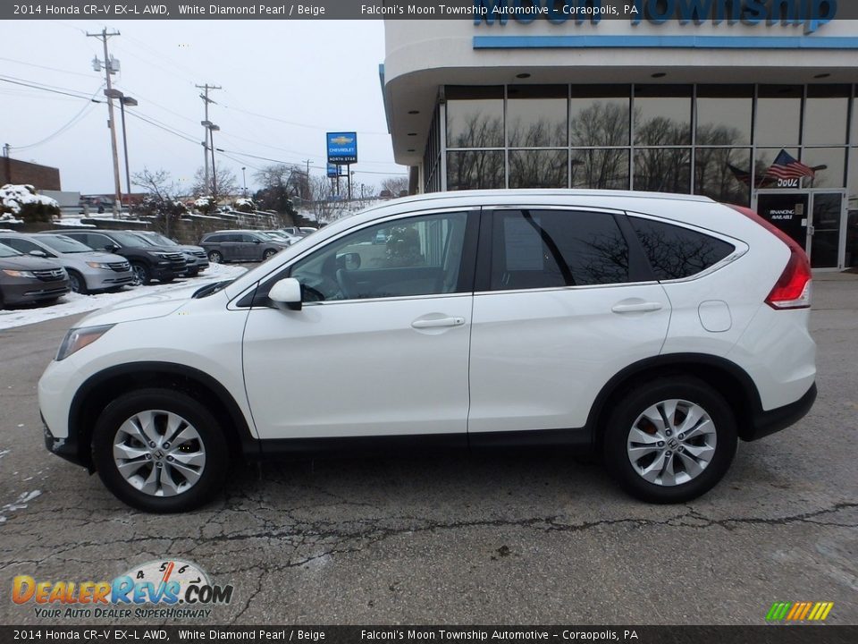2014 Honda CR-V EX-L AWD White Diamond Pearl / Beige Photo #2