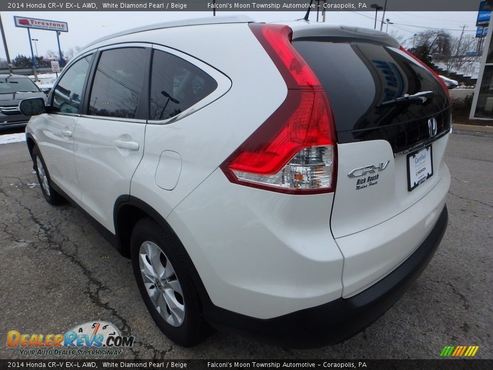 2014 Honda CR-V EX-L AWD White Diamond Pearl / Beige Photo #3