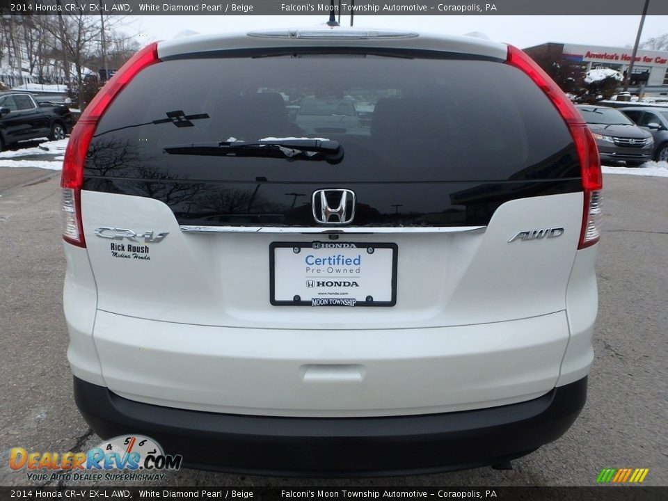 2014 Honda CR-V EX-L AWD White Diamond Pearl / Beige Photo #4
