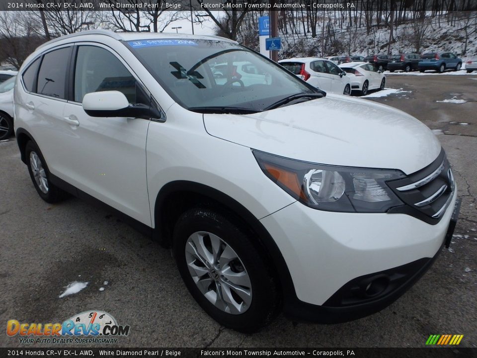 2014 Honda CR-V EX-L AWD White Diamond Pearl / Beige Photo #8