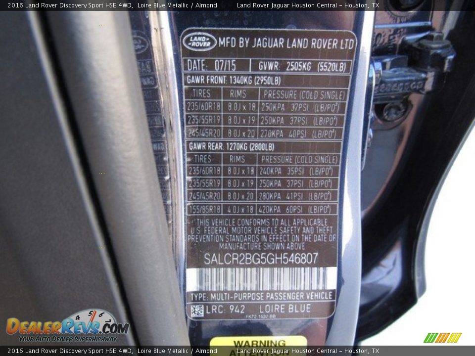 2016 Land Rover Discovery Sport HSE 4WD Loire Blue Metallic / Almond Photo #21