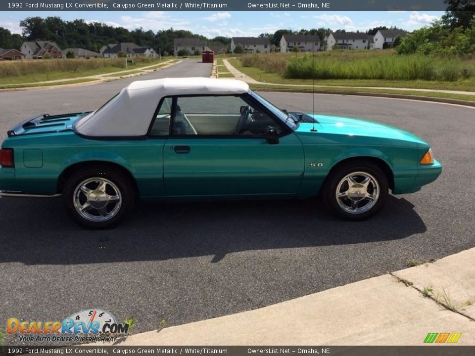 1992 Ford Mustang LX Convertible Calypso Green Metallic / White/Titanium Photo #1