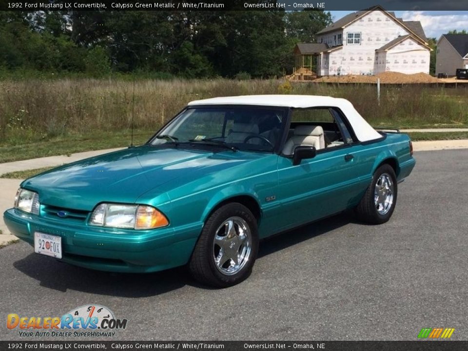1992 Ford Mustang LX Convertible Calypso Green Metallic / White/Titanium Photo #3