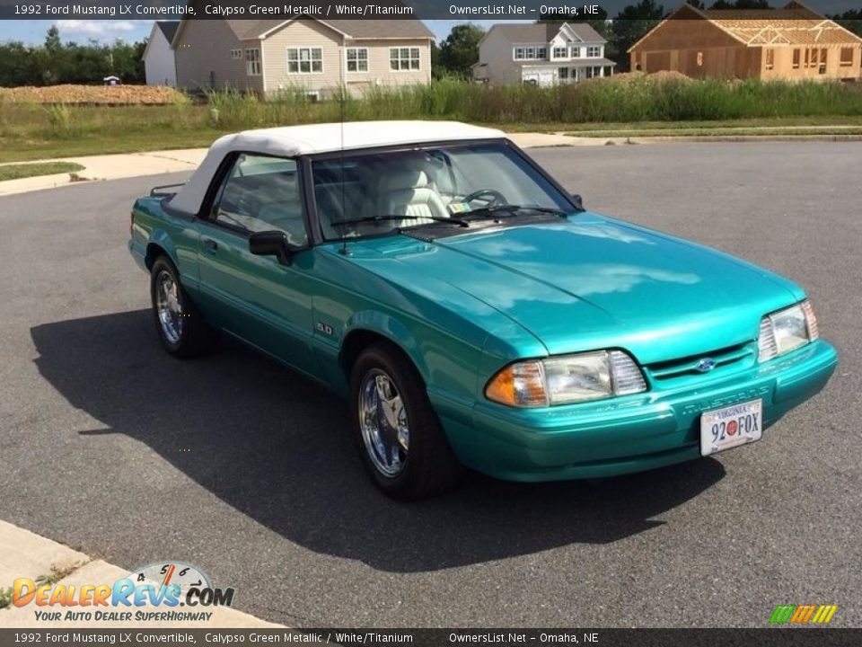 1992 Ford Mustang LX Convertible Calypso Green Metallic / White/Titanium Photo #6