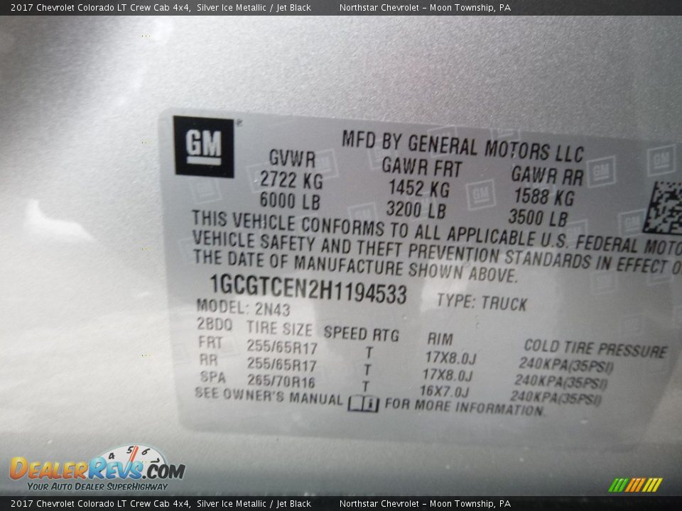 2017 Chevrolet Colorado LT Crew Cab 4x4 Silver Ice Metallic / Jet Black Photo #15