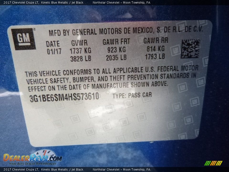 2017 Chevrolet Cruze LT Kinetic Blue Metallic / Jet Black Photo #15