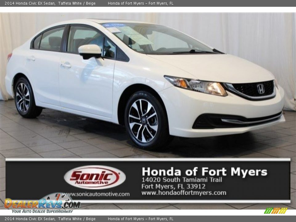 2014 Honda Civic EX Sedan Taffeta White / Beige Photo #1