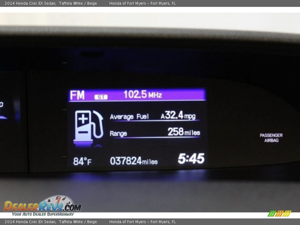 2014 Honda Civic EX Sedan Taffeta White / Beige Photo #14