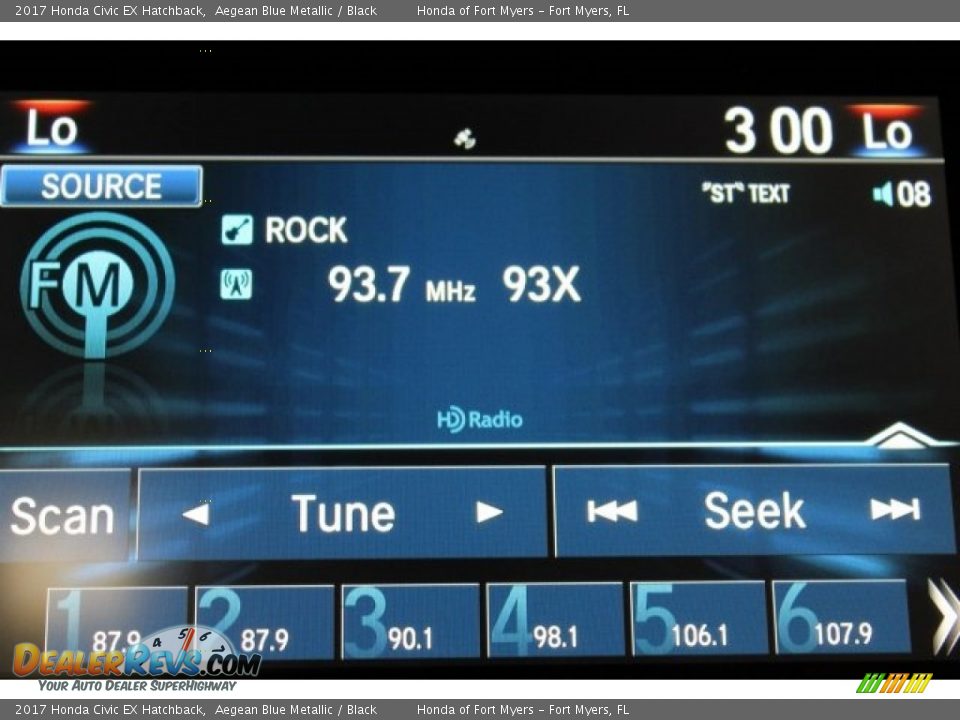 2017 Honda Civic EX Hatchback Aegean Blue Metallic / Black Photo #16