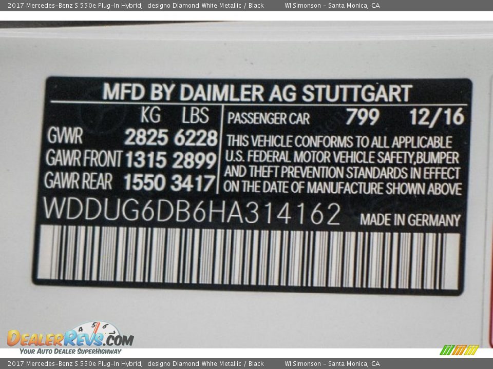 2017 Mercedes-Benz S 550e Plug-In Hybrid designo Diamond White Metallic / Black Photo #6