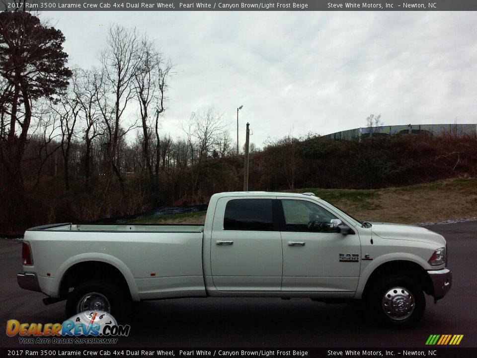 2017 Ram 3500 Laramie Crew Cab 4x4 Dual Rear Wheel Pearl White / Canyon Brown/Light Frost Beige Photo #5