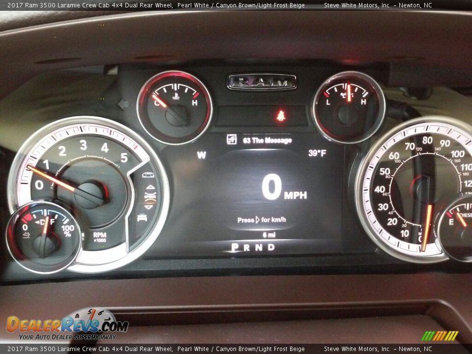 2017 Ram 3500 Laramie Crew Cab 4x4 Dual Rear Wheel Pearl White / Canyon Brown/Light Frost Beige Photo #13