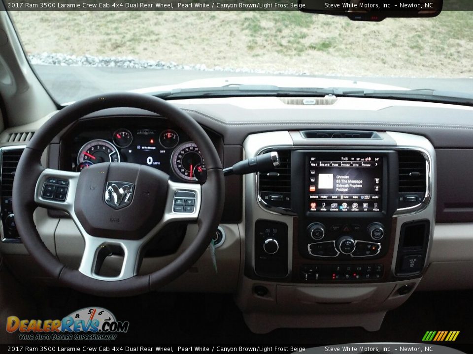 2017 Ram 3500 Laramie Crew Cab 4x4 Dual Rear Wheel Pearl White / Canyon Brown/Light Frost Beige Photo #20