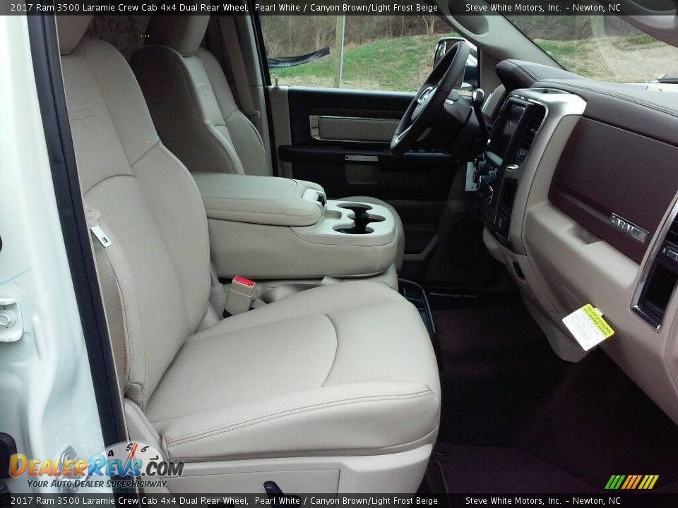 2017 Ram 3500 Laramie Crew Cab 4x4 Dual Rear Wheel Pearl White / Canyon Brown/Light Frost Beige Photo #22