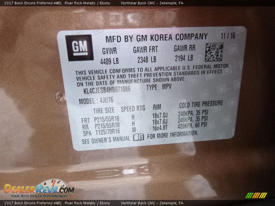 2017 Buick Encore Preferred AWD River Rock Metallic / Ebony Photo #16