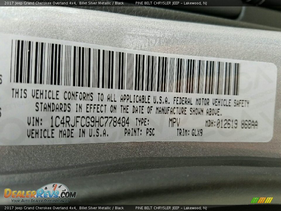 2017 Jeep Grand Cherokee Overland 4x4 Billet Silver Metallic / Black Photo #10