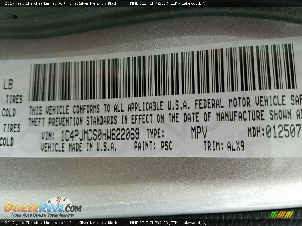 2017 Jeep Cherokee Limited 4x4 Billet Silver Metallic / Black Photo #10