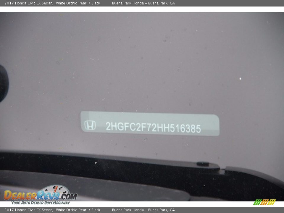 2017 Honda Civic EX Sedan White Orchid Pearl / Black Photo #18