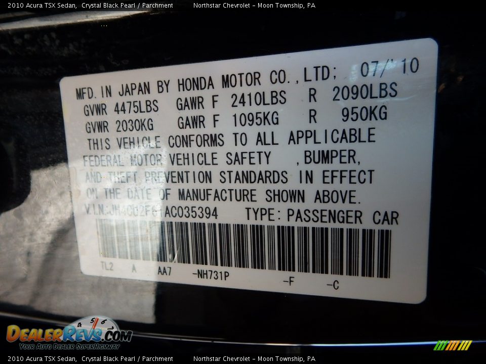 2010 Acura TSX Sedan Crystal Black Pearl / Parchment Photo #29