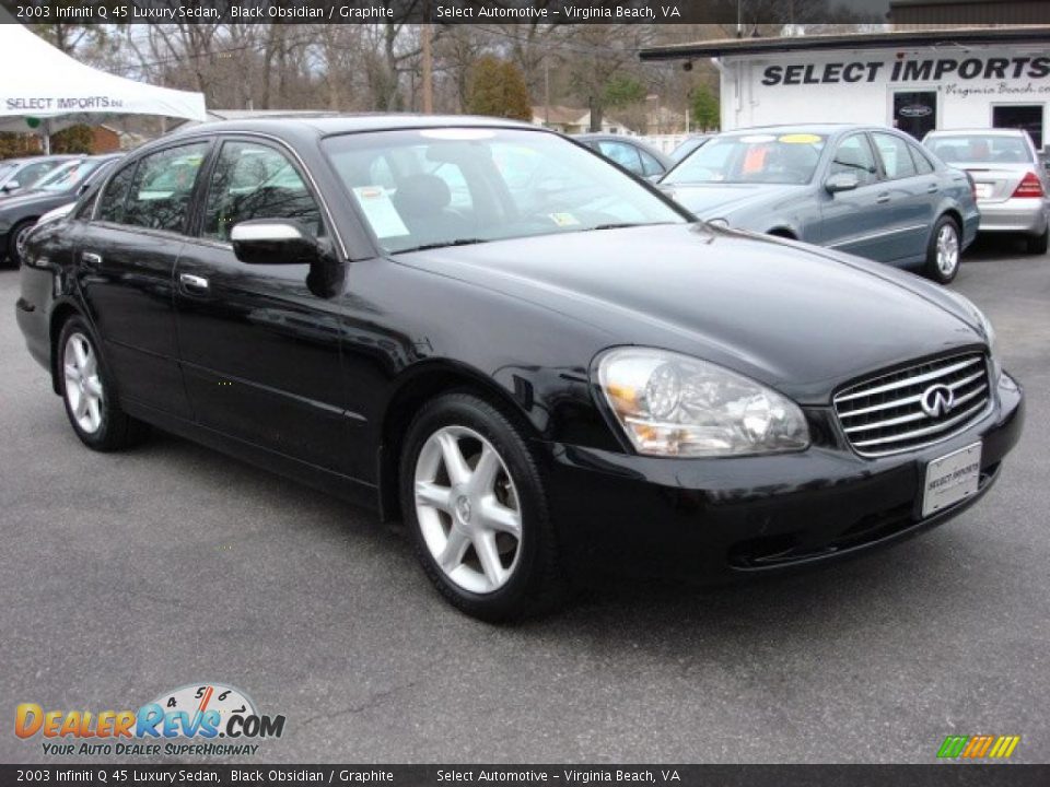 2003 Infiniti Q 45 Luxury Sedan Black Obsidian / Graphite Photo #6