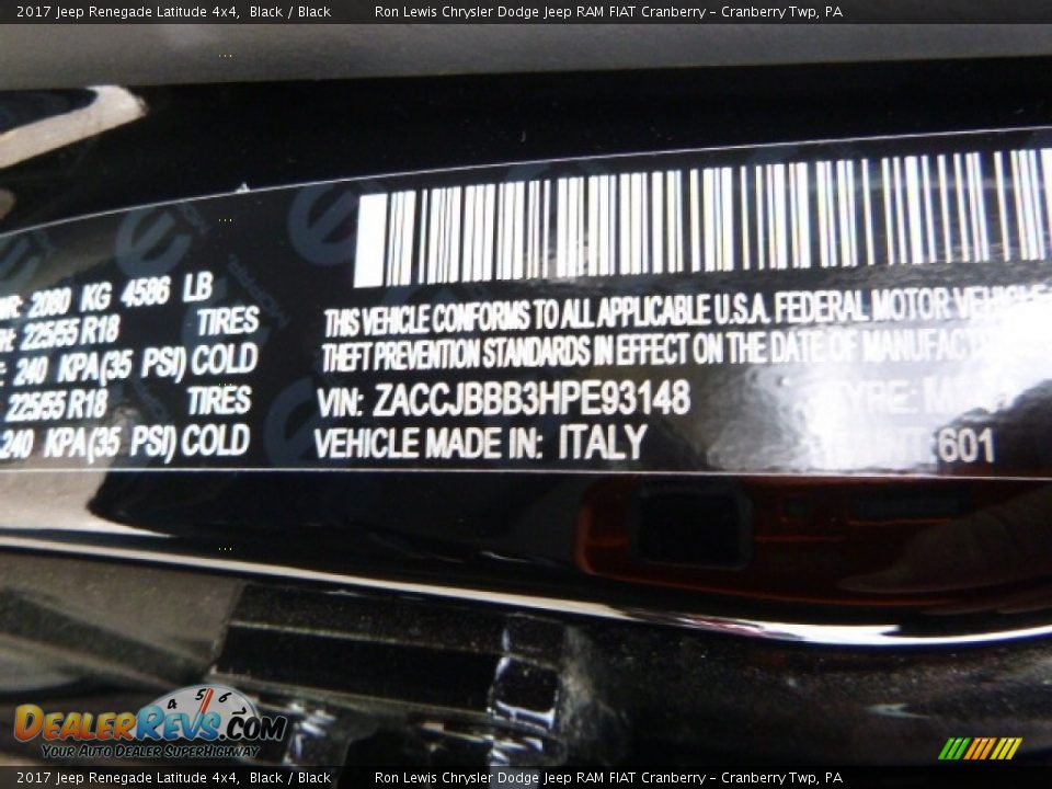 2017 Jeep Renegade Latitude 4x4 Black / Black Photo #14