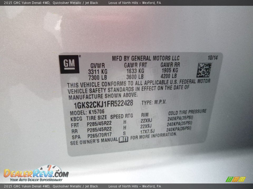 2015 GMC Yukon Denali 4WD Quicksilver Metallic / Jet Black Photo #16
