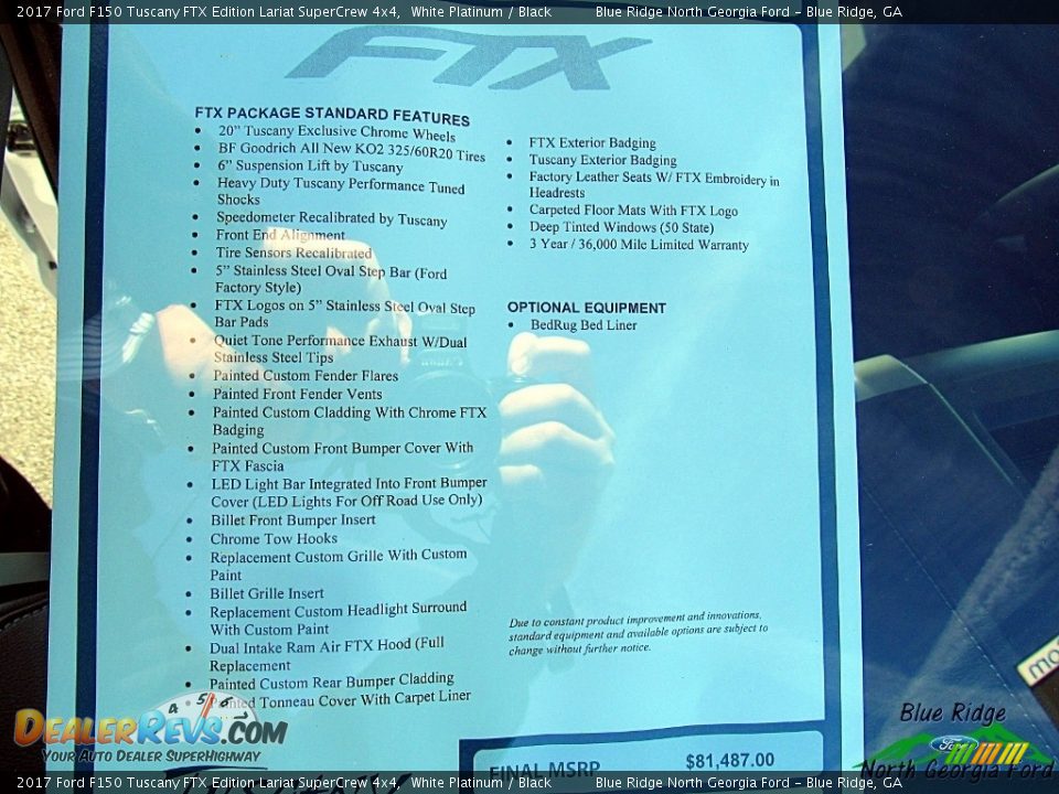 2017 Ford F150 Tuscany FTX Edition Lariat SuperCrew 4x4 Window Sticker Photo #30