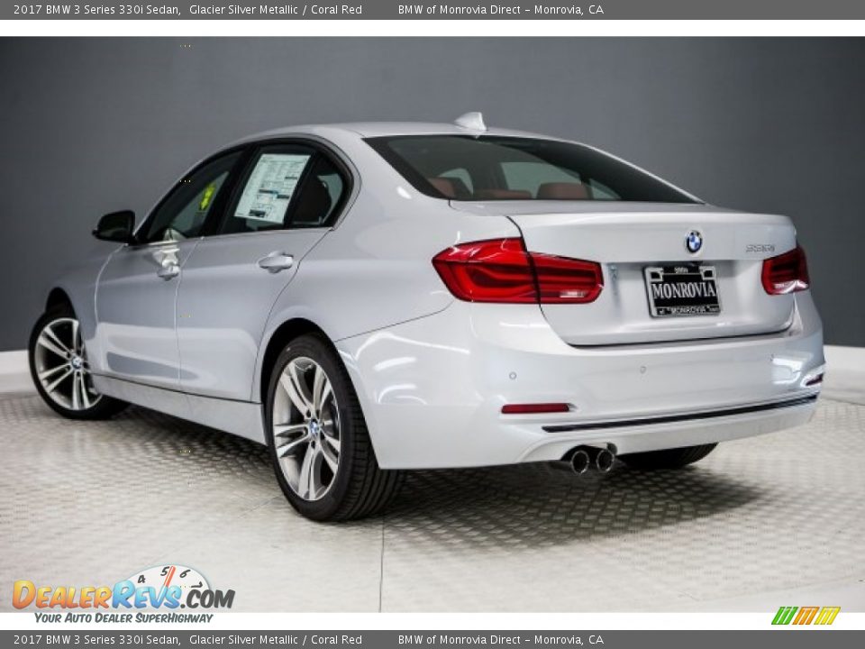 2017 BMW 3 Series 330i Sedan Glacier Silver Metallic / Coral Red Photo #3