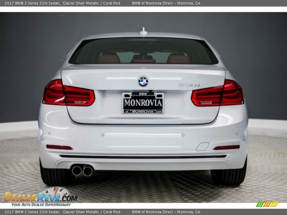 2017 BMW 3 Series 330i Sedan Glacier Silver Metallic / Coral Red Photo #4