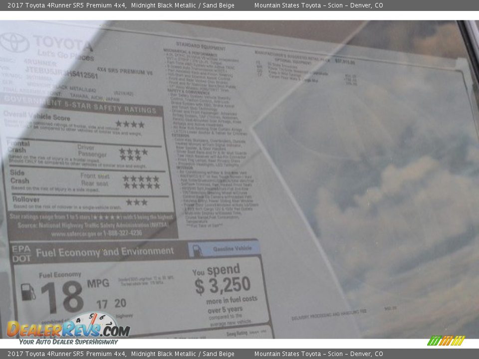 2017 Toyota 4Runner SR5 Premium 4x4 Midnight Black Metallic / Sand Beige Photo #10
