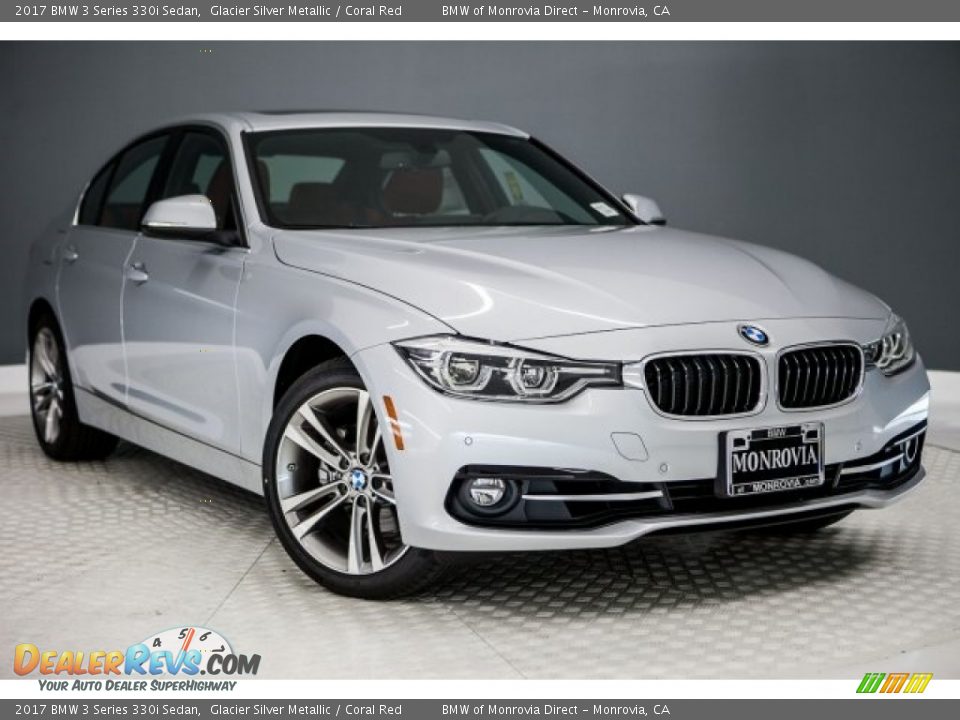 2017 BMW 3 Series 330i Sedan Glacier Silver Metallic / Coral Red Photo #12
