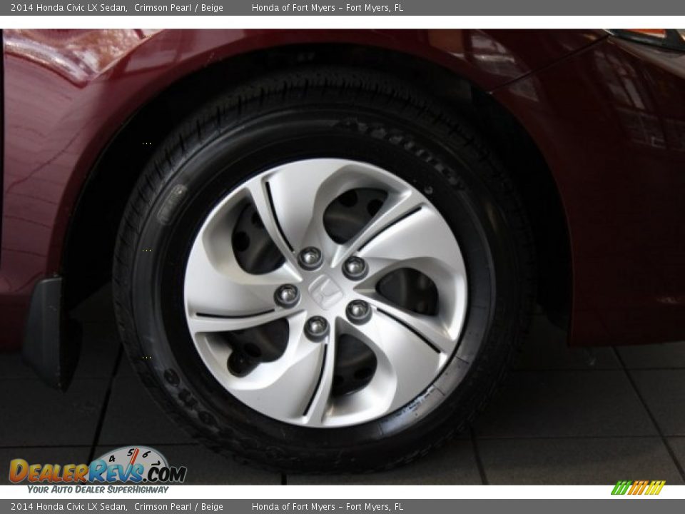 2014 Honda Civic LX Sedan Crimson Pearl / Beige Photo #2