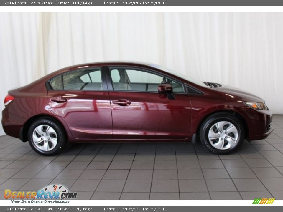 2014 Honda Civic LX Sedan Crimson Pearl / Beige Photo #3