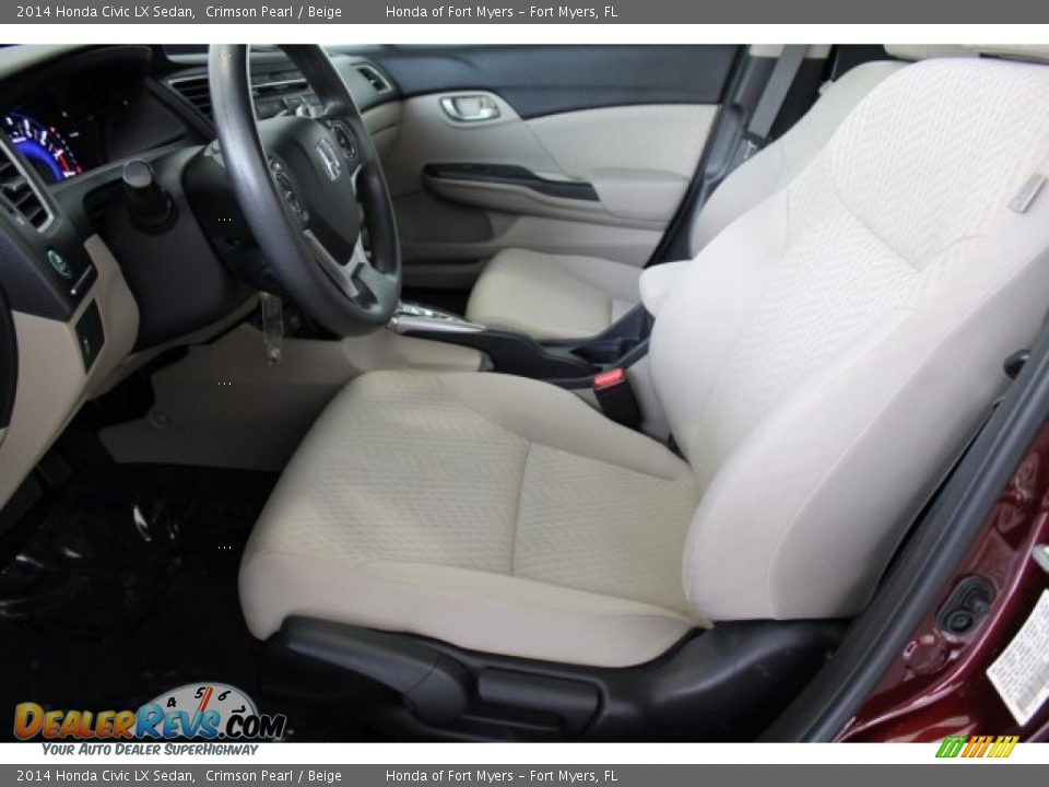 2014 Honda Civic LX Sedan Crimson Pearl / Beige Photo #7
