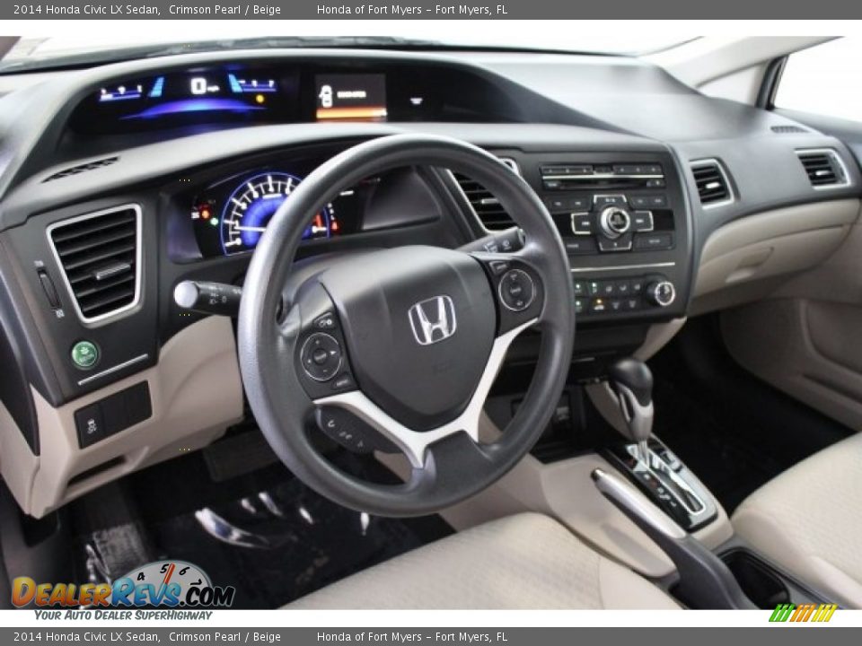 2014 Honda Civic LX Sedan Crimson Pearl / Beige Photo #8